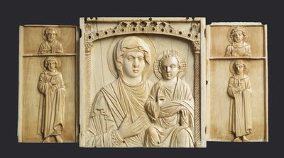 Triptych Icon of the Virgin and Child with Saints by Byzantine